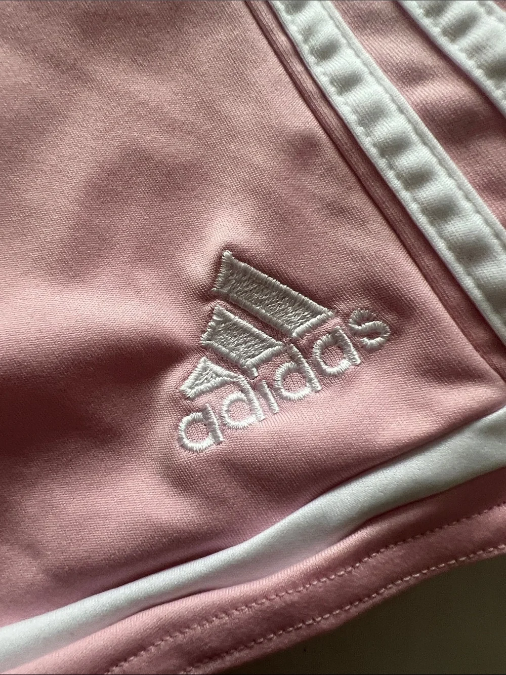 Adidas Women's Pink Athletic Shorts with White Trim